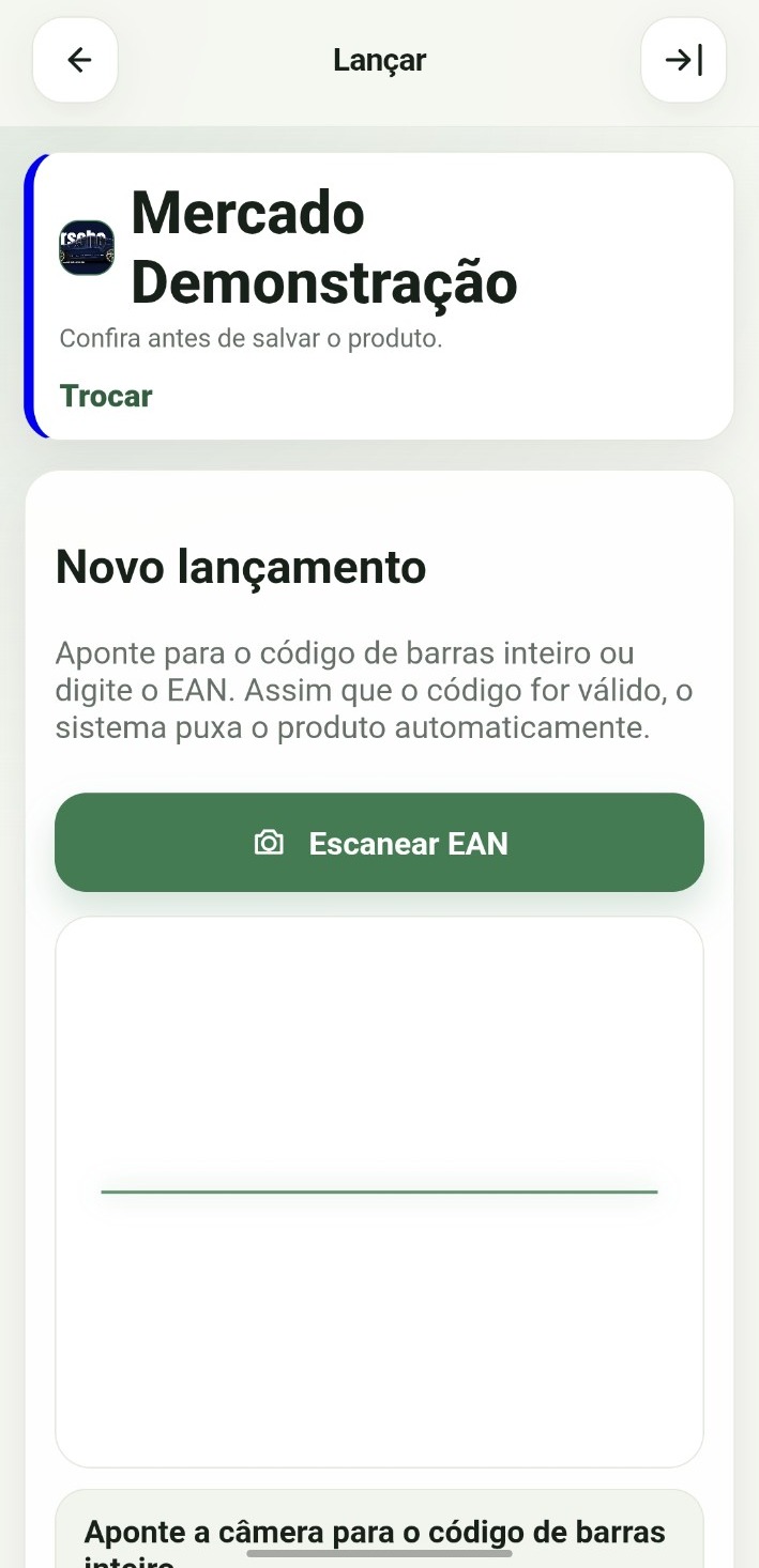 Tela para lançar validade com leitura de EAN