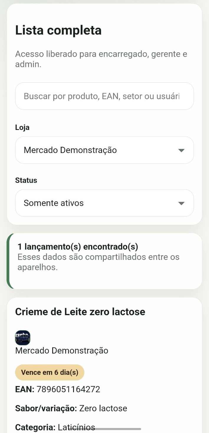 Tela da lista completa de lançamentos
